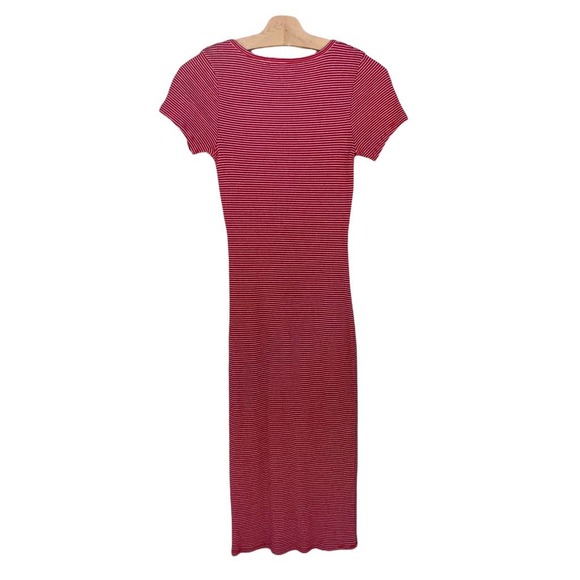 Heart and Hips Red White Striped Ribbed Knit Dress Y2K Style Size M - Picture 6 of 8